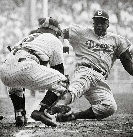 Jackie Robinson Sliding Home